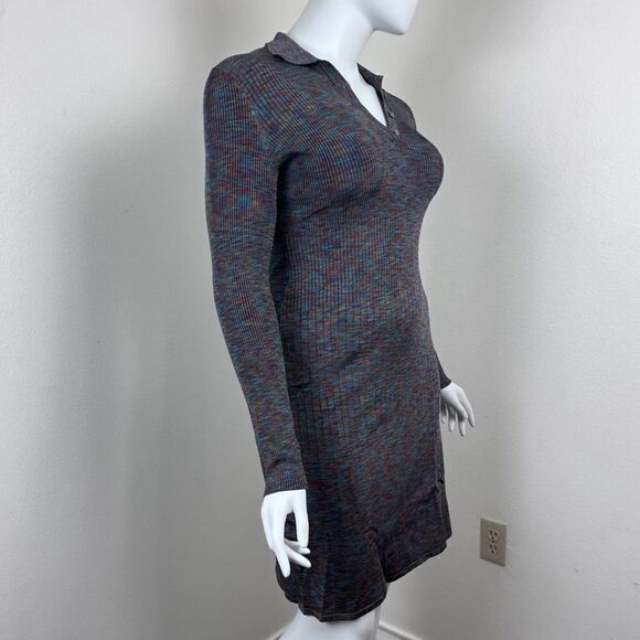 Theory Size L Arctic Polo Ribbed Pullover Henely Collared Sweater Mini NEW Dress - Picture 9 of 15